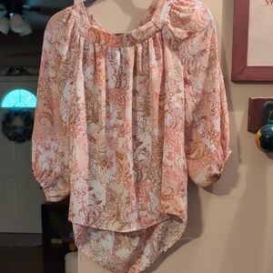 Chic Paisley Blouse in Pink and Cream